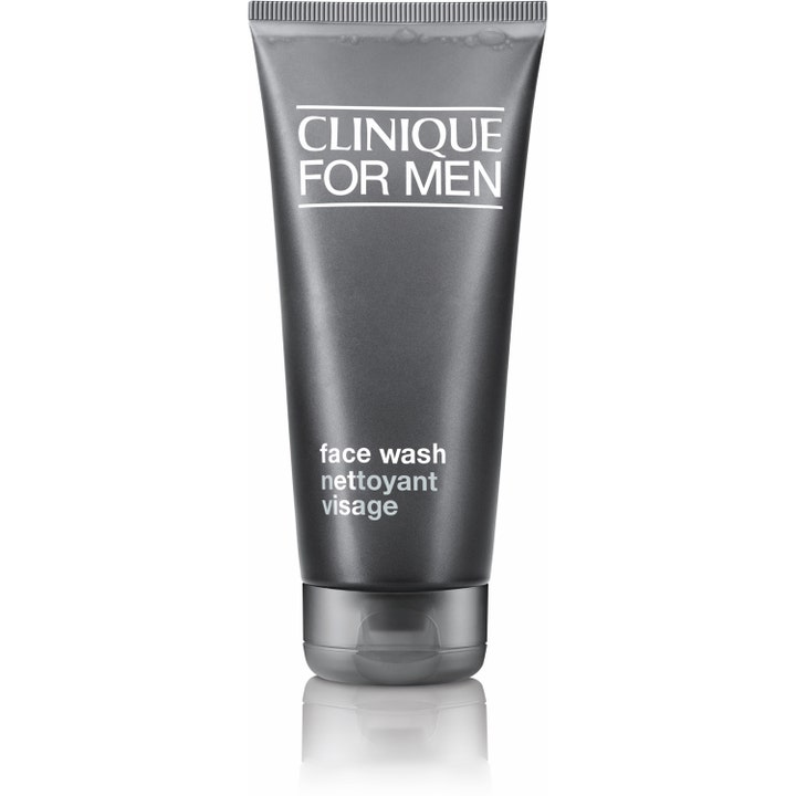 Clinique For Men Face Wash ansiktsrens som renser huden effektivt i en mørkegrå tube med grått lokk