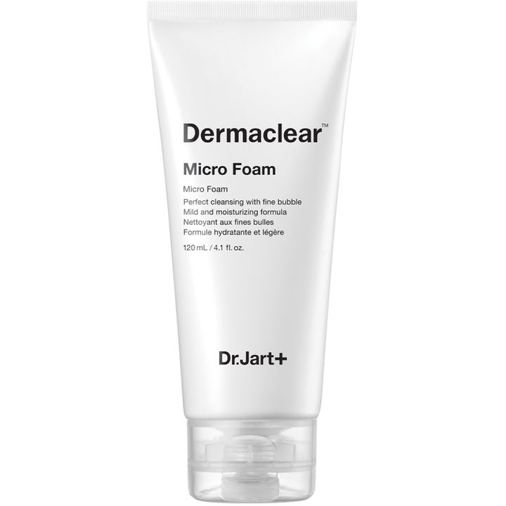 Dr.Jart+ Dermaclear Micro Foam 120 ml fuktighetsgivende ansiktsrens i hvit tube med gjennomsiktig kork