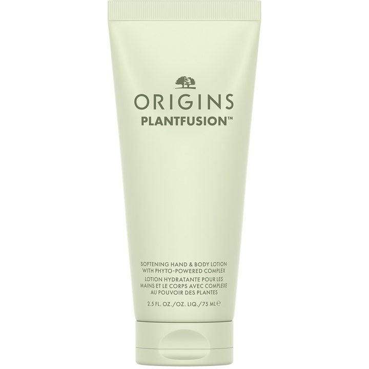 Origins Plantfusion 75 ml mykgjørende kroppslotion som gir fuktighet i en lys grønn tube med mørkegrønn tekst.