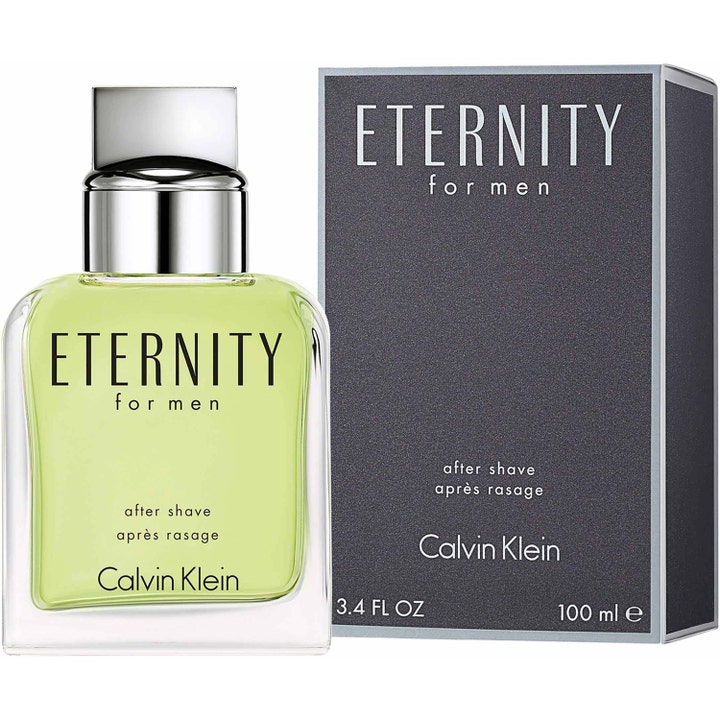 Calvin Klein Eternity For Men After Shave 100 ml forfriskende after shave i glassflaske med lysegrønn væske og grå eske