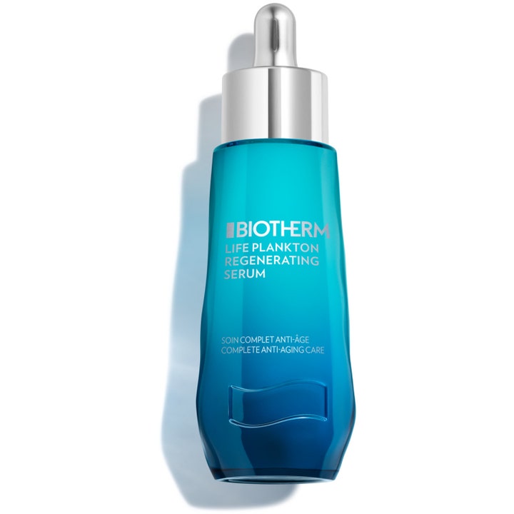 Biotherm Life Plankton Regenerating Serum styrkende ansiktsserum i blå glassflaske med sølvpipette