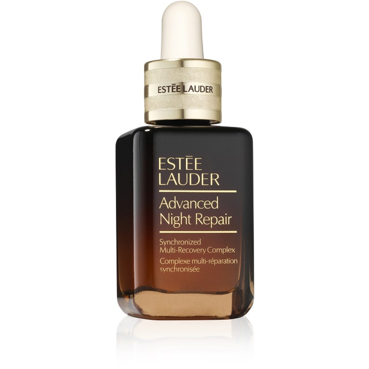 Estée Lauder Advanced Night Repair reparerende nattserum i brun glassflaske med elegant gullkork og pipette
