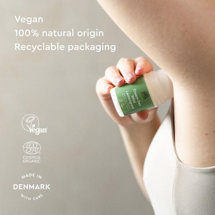 Urtekram Wild Lemongrass Deo 50 ml vegansk deodorant påføres under armen og gir naturlig beskyttelse med sitrongress