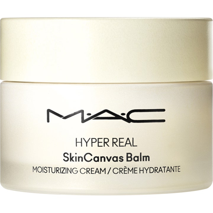 MAC Hyper Real SkinCanvas Balm fuktighetskrem som gir intens fukt i en frostet glasskrukke med kremfarget lokk