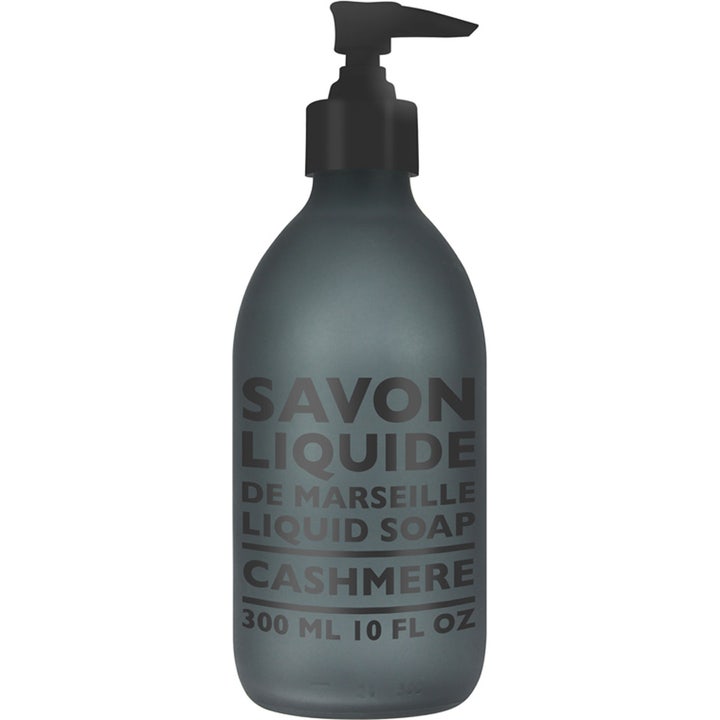 Compagnie de Provence Savon de Marseille Cashmere 300 ml flytende såpe i en matt grå glassflaske med sort pumpe