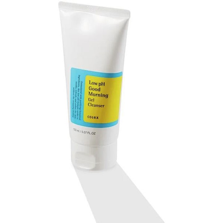 COSRX Low pH Good Morning Gel Cleanser 150 ml mild ansiktsrens i hvit tube med gul og blå etikett
