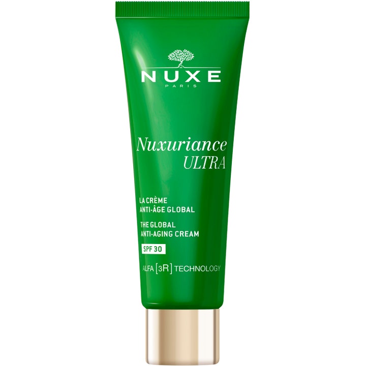 Nuxe Nuxuriance Ultra Global Anti-Aging Cream SPF 30 ansiktskrem som reduserer aldringstegn i grønn tube med gullkork