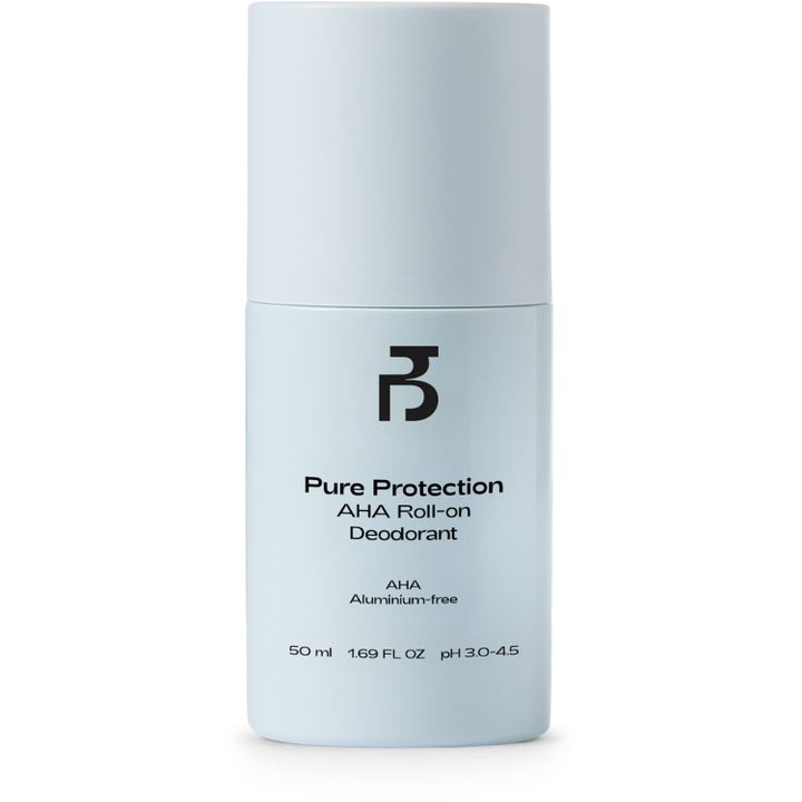 BJ Pure Protection AHA Roll-on Deodorant 50 ml aluminiumfri deodorant som gir beskyttelse i lyseblå sylindrisk flaske