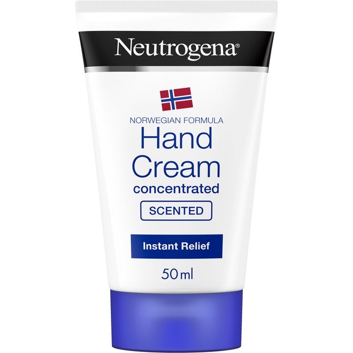 Neutrogena Norwegian Formula Hand Cream 50 ml pleiende håndkrem i hvit tube med blått lokk gir fukt til tørre hender
