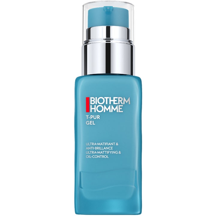 Biotherm Homme T-Pur Gel 50 ml matterende ansiktsgel i blå pumpeflaske med sølvdetaljer