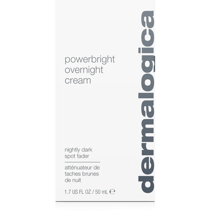 Dermalogica Powerbright Overnight Cream 50 ml nattkrem mot pigmentflekker i hvit ytteremballasje av papp