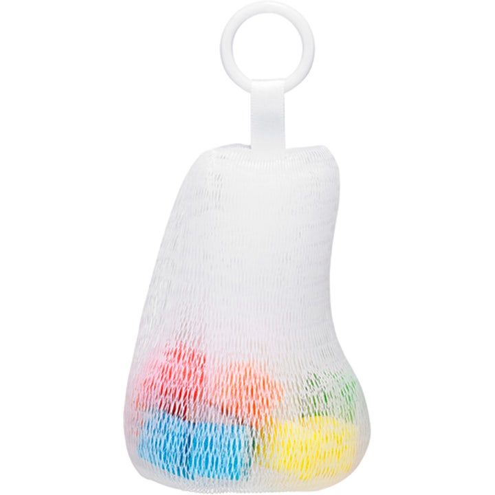 Munchkin High Contrast Badekuler 1 stk stimulerende badeleker i hvit nettingpose med fargerike kuler og hvit plastring