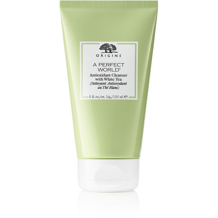 Origins A Perfect World Antioxidant Cleanser 150 ml rensende ansiktsrens med hvit te i lysegrønn tube med hvit kork