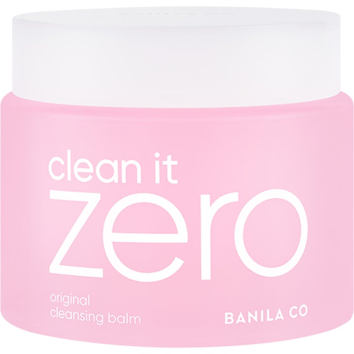 Banila Co Clean it Zero Original 100ml rensende balm fjerner sminke effektivt i frostet rosa krukke med hvitt lokk.
