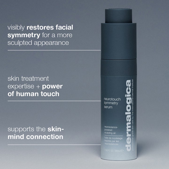 Dermalogica Neurotouch Symmetry Serum 30 ml skulpturerende serum i mørkegrå beholder som fremmer ansiktssymmetri.