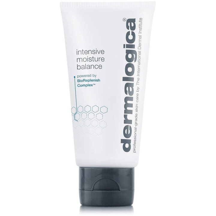 Dermalogica Intensive Moisture Balance fuktighetskrem i hvit tube med grått lokk som gir næring og styrker huden.