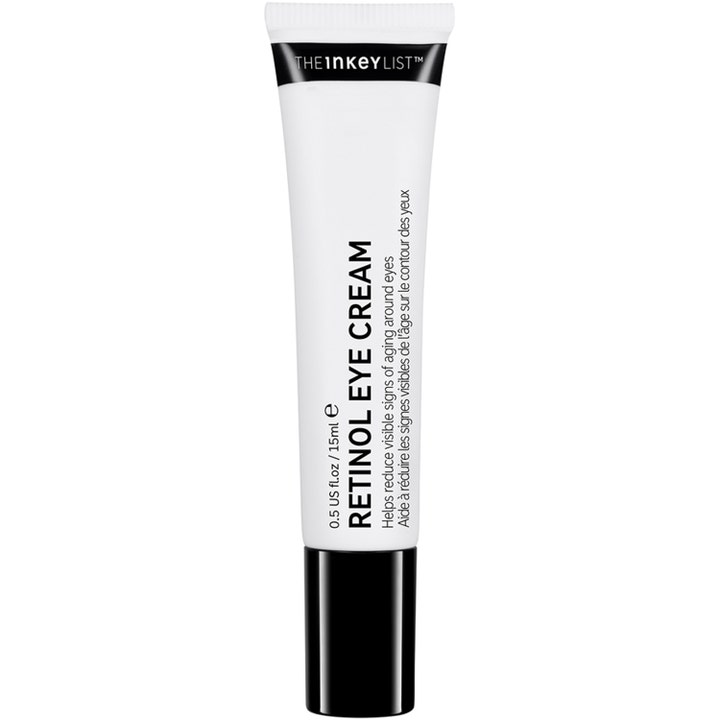 The Inkey List Retinol Eye Cream 15ml øyekrem som reduserer aldringstegn i en hvit tube med svart kork.