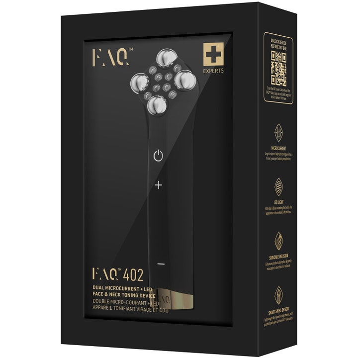 FAQ Swiss FAQ 402 Dual Microcurrent NIR LED Toning Device hudpleieverktøy for fastere hud i sort displayeske