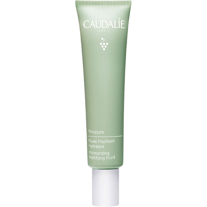 Caudalie Vinopure 40ml matthetsgivende ansiktskrem i en lysegrønn tube med hvit kork som gir en matt finish