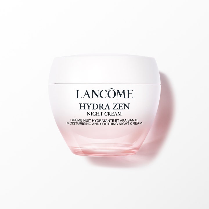 Lancôme Hydra Zen Night Cream 50ml beroligende nattkrem i en rosa og hvit frostet glasskrukke med hvitt lokk