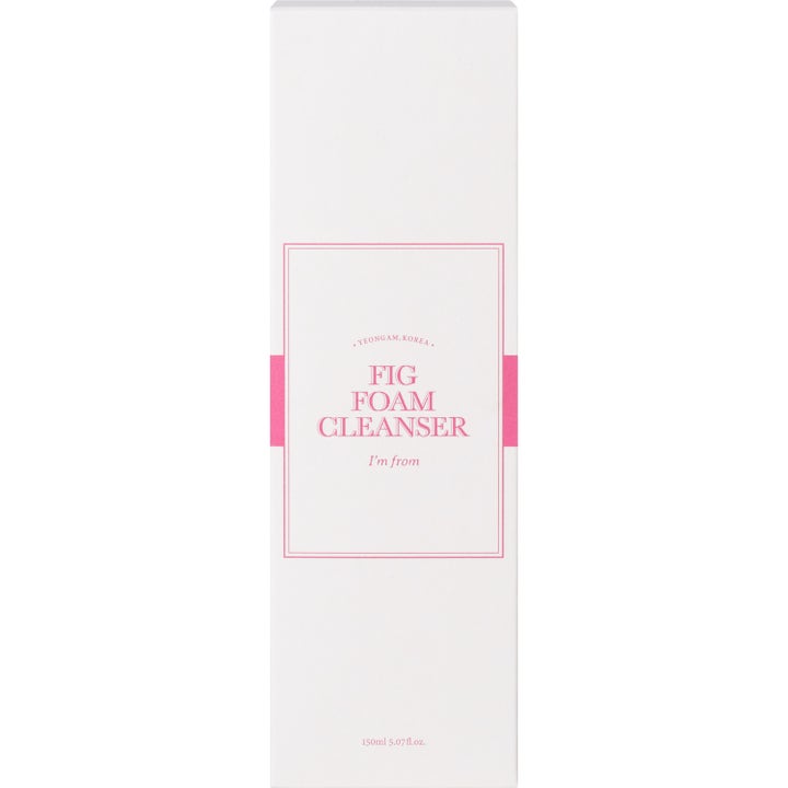 I'm from Fig Foam Cleanser 150 ml ansiktsrens i hvit rektangulær eske med rosa tekst og detaljer.