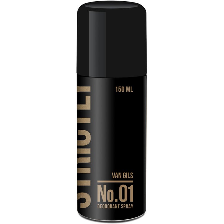 Van Gils Strictly No. 01 150 ml deodorant spray gir friskhet i en stilren svart flaske med gullfarget tekst.