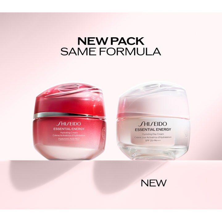Shiseido Essential Energy Hydrating Day Cream 50 ml fuktighetsgivende ansiktskrem i rød krukke med SPF 20 og myk tekstur