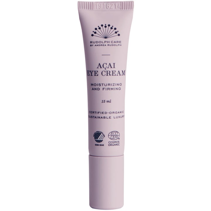 Rudolph Care Açai Eye Cream 15 ml oppstrammende øyekrem som gir fuktighet i en lys lilla tube med mørk lilla tekst