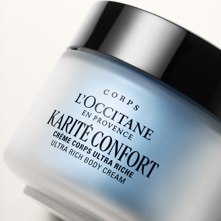 L'Occitane en Provence Shea Butter Ultra Rich Body Cream 200 ml nærende kroppskrem i frostet glasskrukke med sort lokk