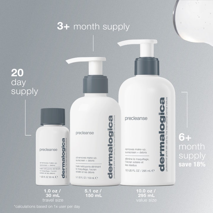 Dermalogica PreCleanse 295 ml renseolje fjerner sminke i hvit pumpeflaske merket som nr 1 bestselger.