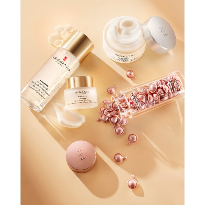 Elizabeth Arden Ceramide Lift & Firm Advanced Eye Cream 15 ml øyekrem med rosa serumkapsler og fuktighetskrem
