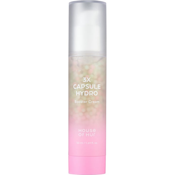 House of Hur 3X Capsule Hydro Booster Cream 50 ml fuktighetsgivende ansiktskrem i rosa flaske med synlige kapsler