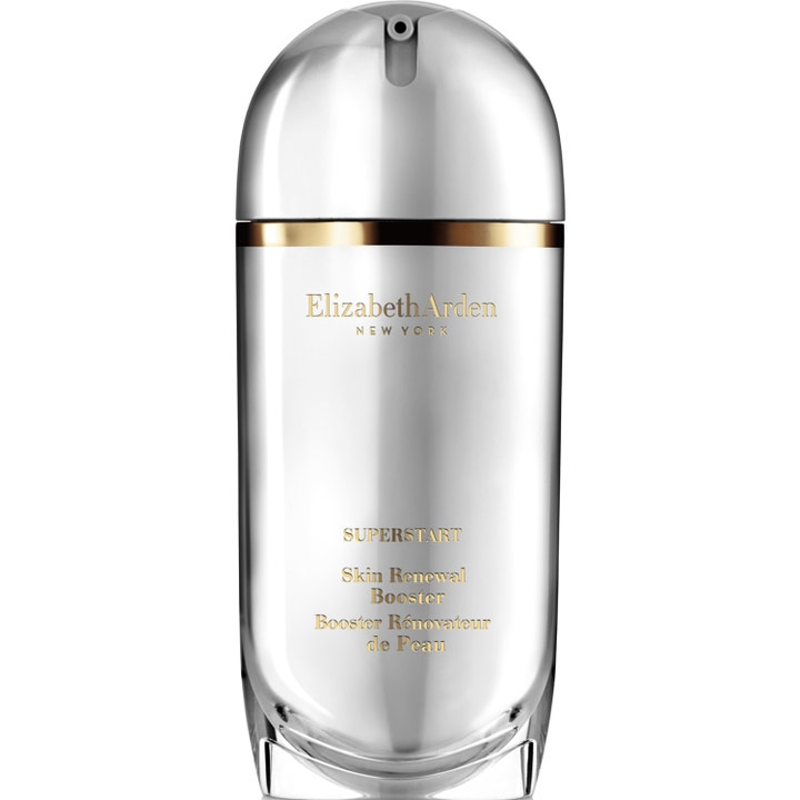 Elizabeth Arden Superstart Skin Renewal Booster fornyende ansiktsserum som gir huden glød i sølvfarget flaske med gulldetaljer
