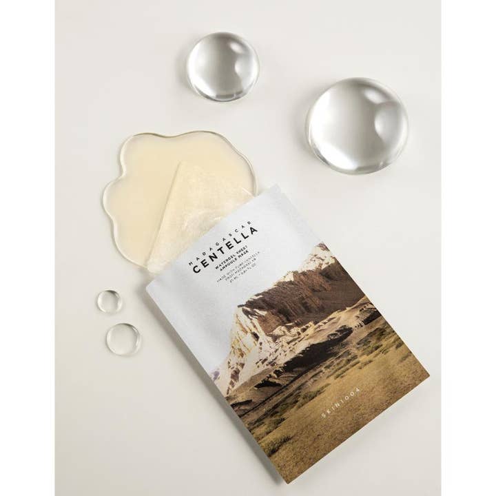 SKIN1004 Madagascar Centella Watergel Sheet Ampoule Mask 5 stk beroligende sheetmaske med klar gel og vanndråper