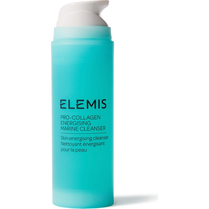 Elemis Pro-Collagen Energising Marine Cleanser 150 ml energigivende ansiktsrens i en turkis frostet flaske med hvit pumpe