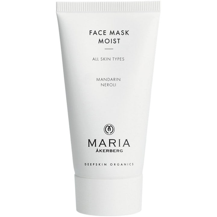 Maria Åkerberg Face Mask Moist fuktighetsgivende ansiktsmaske i hvit tube som gir huden glød med mandarin.