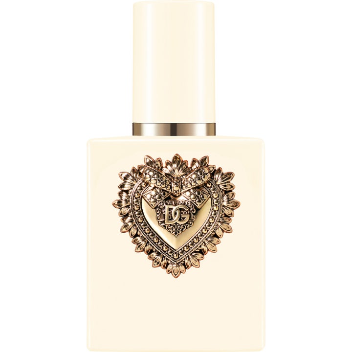 Dolce & Gabbana Devotion EdP Intense 50 ml parfyme i kremhvit flaske med gullfarget hjerteemblem