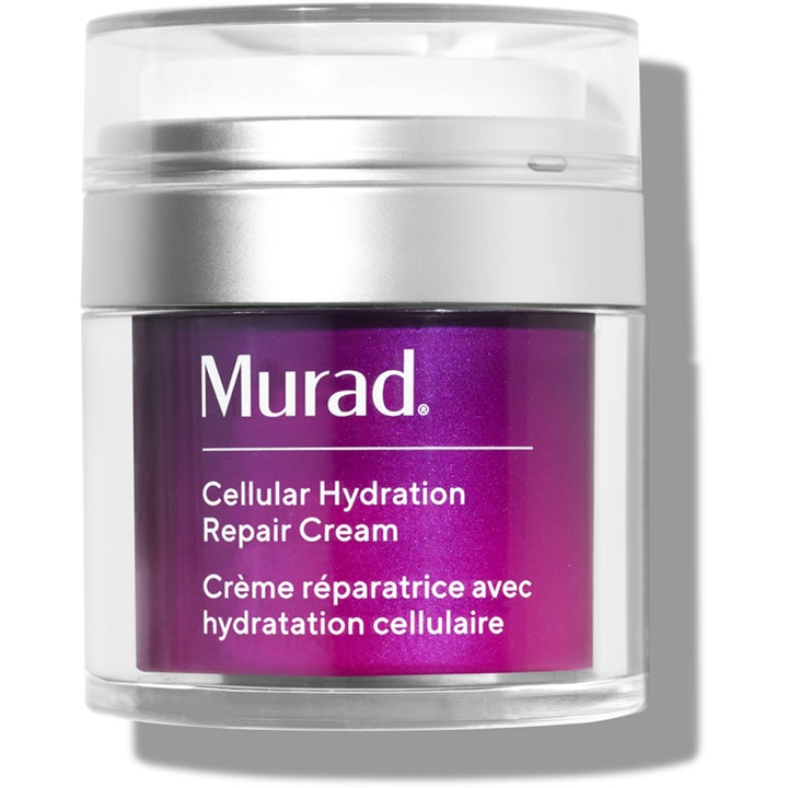 Murad Cellular Hydration Repair Cream fuktighetskrem som styrker huden i lilla krukke med sølvfarget pumpe