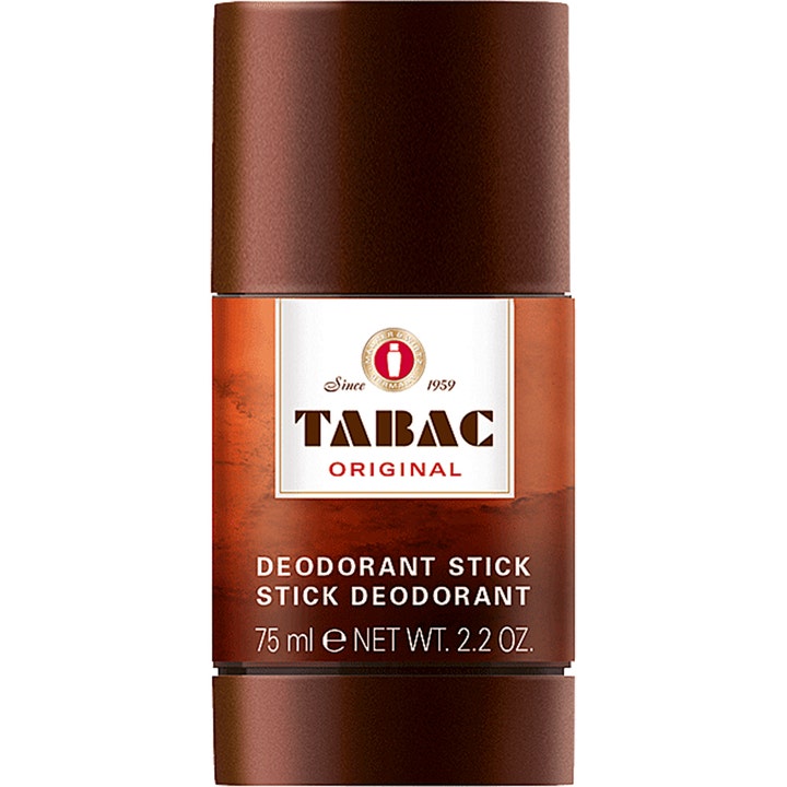Tabac Original Deodorant Stick 75 ml deostick som gir friskhet i brun sylinderformet hylse med hvit og rød logo
