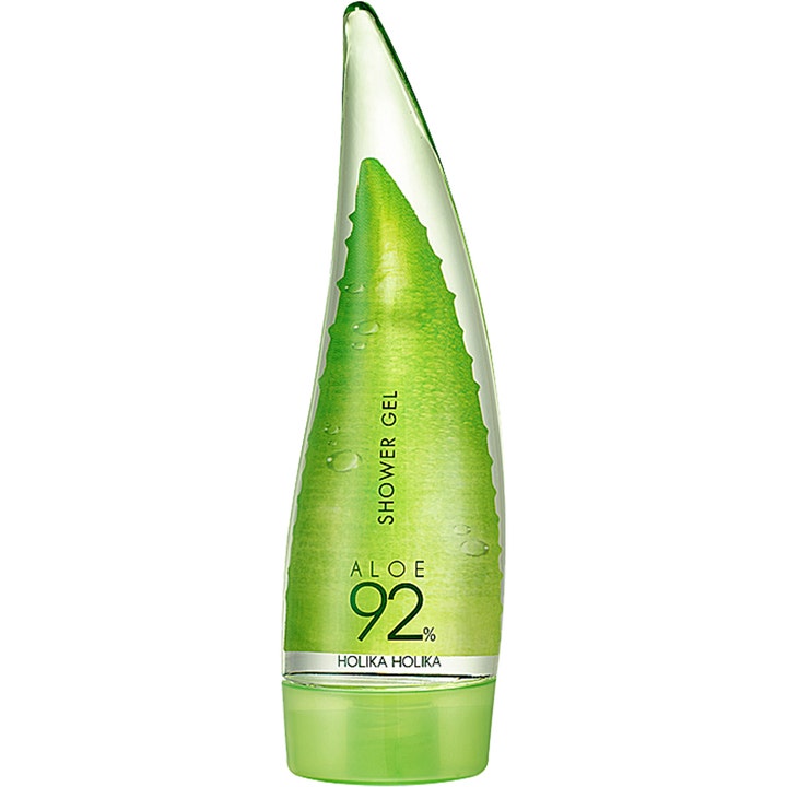 Holika Holika Aloe 92% Shower Gel 250ml fuktighetsgivende dusjsåpe i ikonisk grønn aloe vera-formet flaske