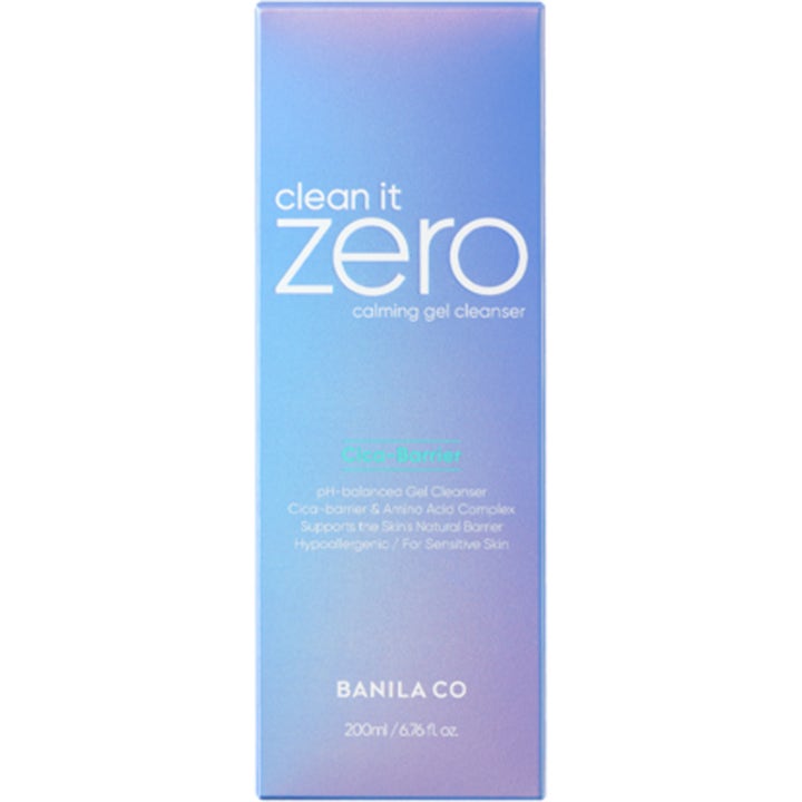 Banila Co Clean It Zero Calming Gel Cleanser 200 ml beroligende ansiktsrens for sensitiv hud i lyseblå og lilla eske.