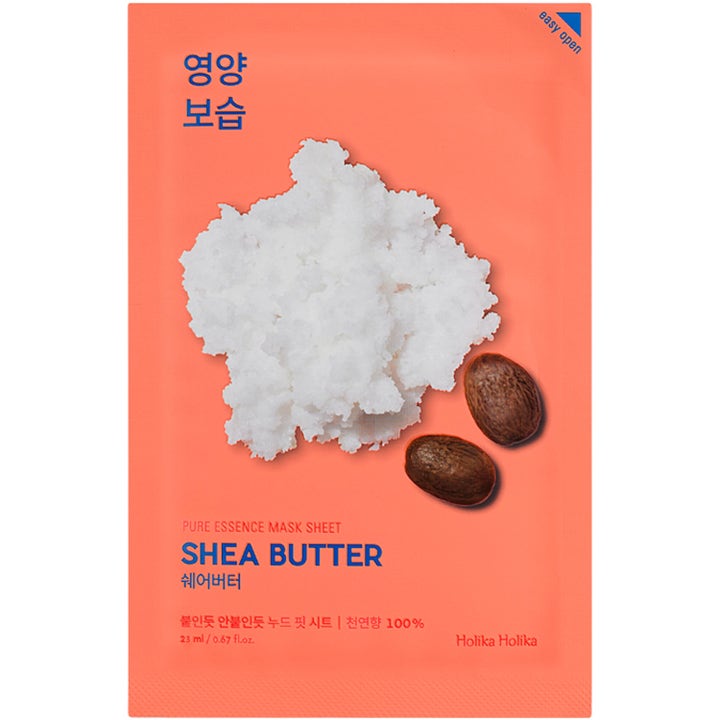 Holika Holika Pure Essence Mask Sheet Shea Butter 23 ml fuktighetsgivende ansiktsmaske i ferskenfarget pose