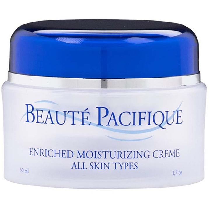 Beauté Pacifique Enriched Moisturizing Creme 50 ml fuktighetsgivende ansiktskrem i hvit krukke med blått lokk
