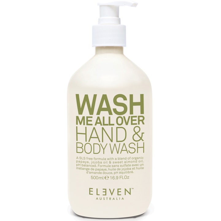 Eleven Australia Wash Me All Over Hand & Body Wash 500 ml pleiende kroppssåpe i hvit pumpeflaske med grønn tekst