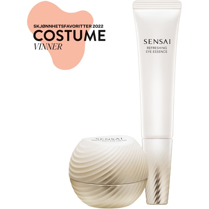 Sensai Total Eye Treatment 35 ml øyepleie i hvit tube og rund rillet krukke merket Costume Vinner 2022