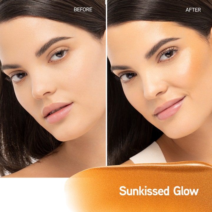 Physicians Formula Butter Glow Bronzing Serum 30 ml gir huden en varm glød vist med før og etter bilder.