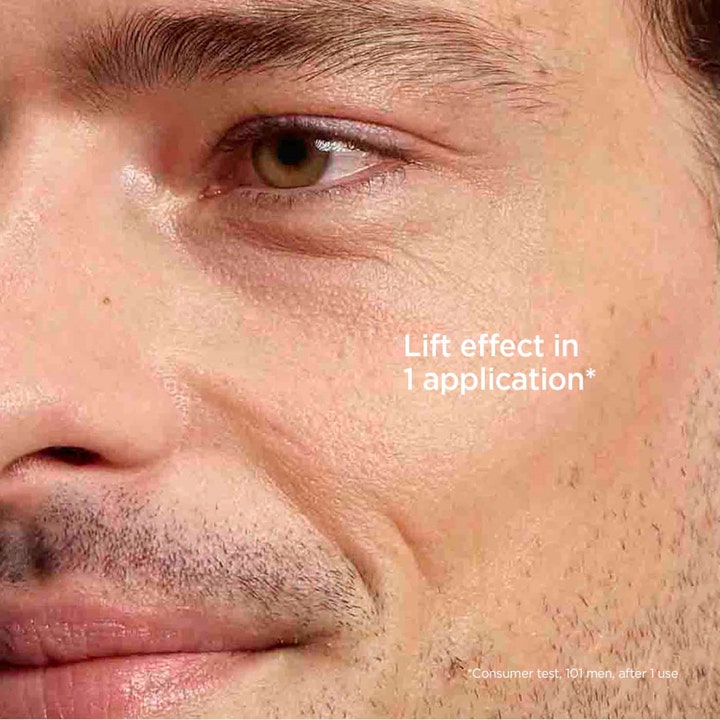 Clarins Clarins Men Wrinkle-Smoothing & Firming Care 50 ml dagkrem gir løfteeffekt etter én påføring på en manns hud