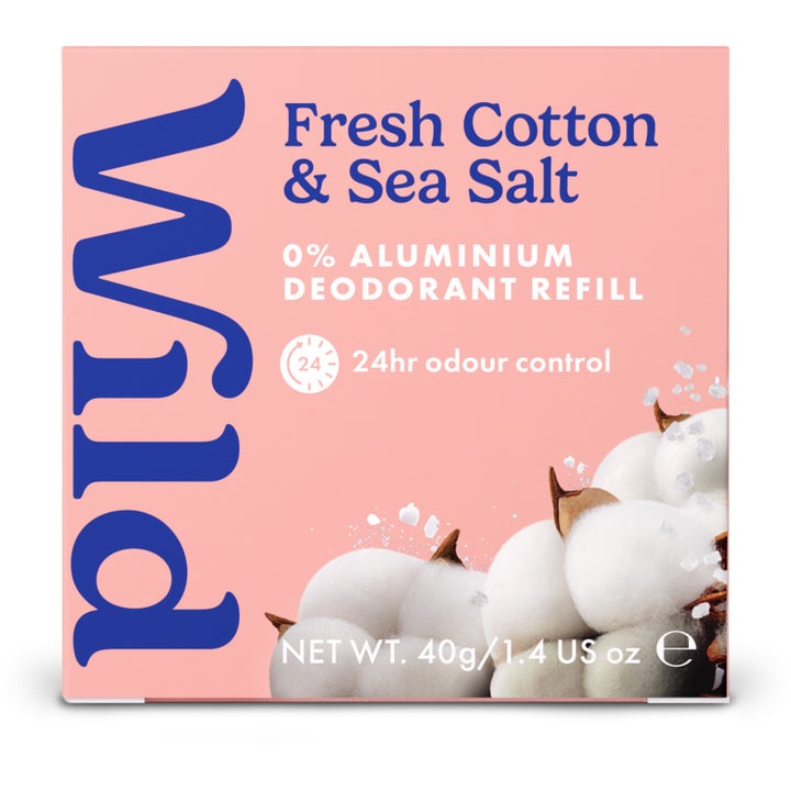 Wild Fresh Cotton & Sea Salt Refill 40 g aluminiumsfri deodorant i rosa eske med bomull og havsalt