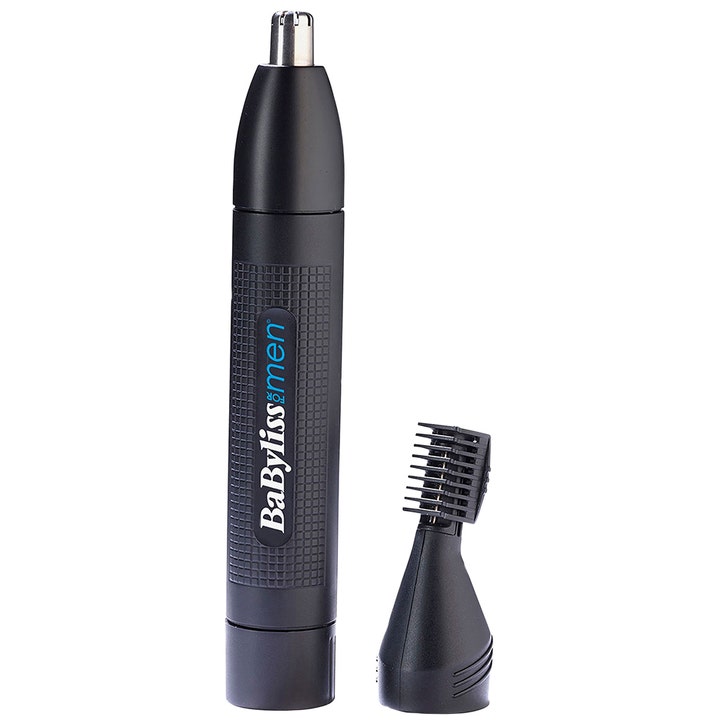 BaByliss For Men Nese og øretrimmer for presis hårfjerning i svart matt design med medfølgende kamtilbehør