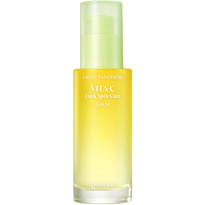 Goodal Green Tangerine Vita-C Dark Spot Care Serum 40ml lysnende serum i gul frostet glassflaske med grønn pumpe